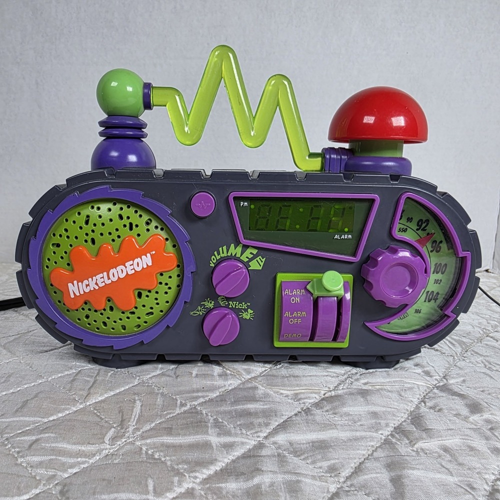 Vintage Nickelodeon 1995 Time Blaster Rise & Slime AlarmClock Radio Tested Works